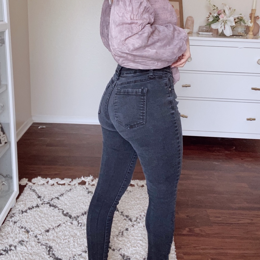 Black ripped front jeans